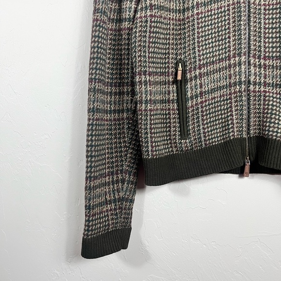 Ralph Lauren Gingham Neutral Indie Sleeze Cotton Zip Up Sweater Jacket - Picture 3 of 6